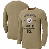 Men's Pittsburgh Steelers Nike Tan 2019 Salute to Service Sideline Performance Long Sleeve Shirt,baseball caps,new era cap wholesale,wholesale hats